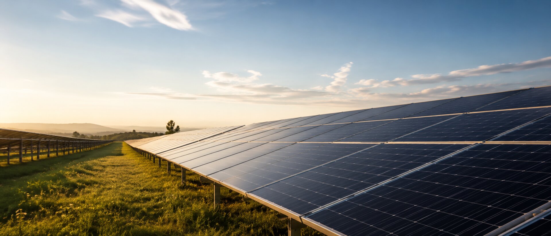 Gewerbliche Photovoltaikanlage, sinnbildlich für Unternehmens-Fuhrparks mit Solarladung